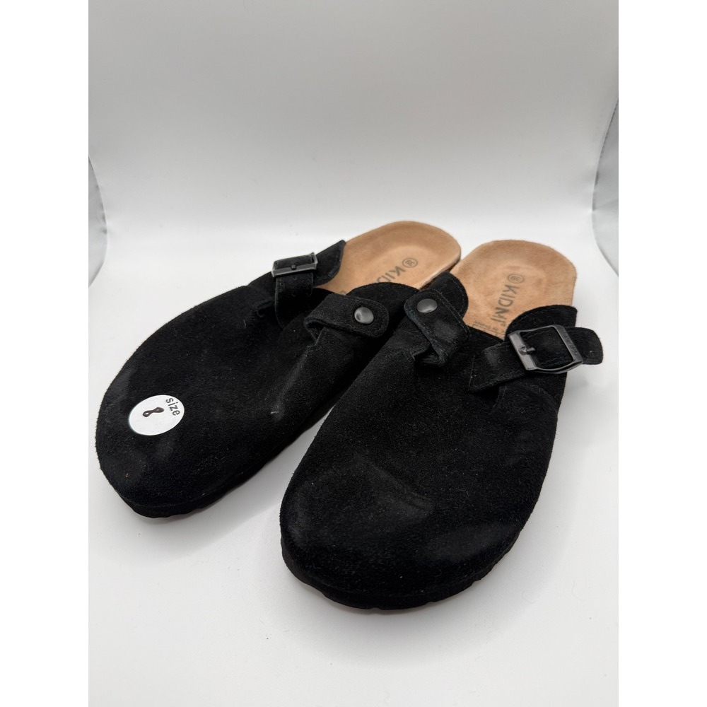 KIDMI Womens US 8 Comfort Shoes Black Genuine Suede Closed Toe Slip On Clog